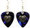 Heart Deco Charm on Dark Blue Guitar Pick Earrings