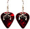 Crossed Guns Charm on Red Guitar Pick Earrings