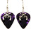Crossed Guns Charm on Purple Guitar Pick Earrings