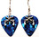 Crossed Guns Charm on Teal Blue Guitar Pick Earrings