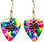 Small Flower Charm on Tie Dye Guitar Pick Earrings