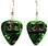 Bible Book Charm with Cross and Dove on Green Guitar Pick Earrings, Handmade in the USA
