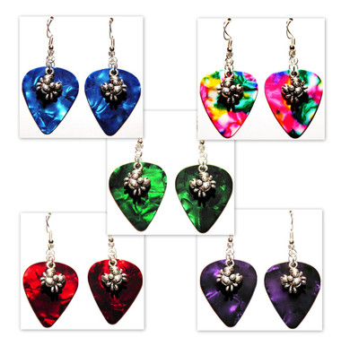 Crab Charm on Guitar Pick Earrings Handmade in USA