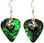Crab Charm on Green Guitar Pick Earrings Handmade in USA