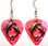 Dolphin Circle Charm on Pink Guitar Pick Earrings Handmade in the USA