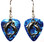 Dolphin Circle Charm on Teal Blue Guitar Pick Earrings Handmade in the USA