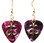 Fleur de Lis Charm Pointed Down on Purple Guitar Pick Earrings