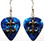 Fleur de Lis Charm Pointed Down on Teal Blue Guitar Pick Earrings