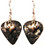 Heart with Wing Charm on Black Guitar Pick Earrings Handmade in USA