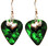 Heart with Wing Charm on Green Guitar Pick Earrings Handmade in USA