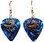 Flat Horse Charm on Teal Blue Guitar Pick Earrings Handmade in the USA