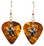 Monkey Charm on Brown Guitar Pick Earrings Handmade in the USA