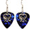 Doves in a Heart Charm on Dark Blue Guitar Pick Earrings, Handmade in the USA