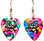 Doves in a Heart Charm on Tie Dye Guitar Pick Earrings, Handmade in the USA