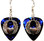 Heart with Wings Charm on Dark Blue Guitar Pick Earrings Handmade in USA