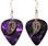 Leaf Charm on Purple Guitar Pick Earrings Handmade in the USA