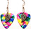 Leaf Charm on Tie Dye Guitar Pick Earrings Handmade in the USA
