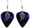 Leaf Charm on Dark Blue Guitar Pick Earrings Handmade in the USA