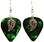 Leaf Charm on Green Guitar Pick Earrings Handmade in the USA