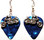 Motorcycle Biker Charm on Teal Blue Guitar Pick Earrings Handmade in the USA
