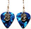 Rose Flower Charm on Teal Blue Guitar Pick Earrings Handmade in the USA