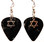 Star of David Jewish Hannukkah Charm on Black Guitar Pick Earrings, Handmade in USA