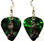 Christmas Stocking Charm on Green Guitar Pick Earrings Handmade in the USA