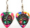 Tree of Life Charm on Tie Dye Guitar Pick Earrings Handmade in the USA