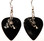 Trumpet Horn Musical Instrument Charm on Black Guitar Pick Earrings
