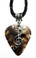 Treble Clef Music Symbol Charm on Brown Guitar Pick Necklace