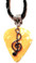 Treble Clef Music Symbol Charm on Yellowish Gold Guitar Pick Necklace