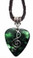 Treble Clef Music Symbol Charm on Green Guitar Pick Necklace