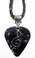 Treble Clef Music Symbol Charm on Black Guitar Pick Necklace