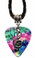 Treble Clef Music Symbol Charm on Tie Dye Guitar Pick Necklace