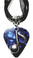 Music Note Charm on Blue Guitar Pick Necklace - Organza Ribbon Cord