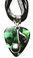 Music Note Charm on Green Guitar Pick Necklace - Organza Ribbon Cord
