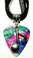 Music Note Charm on Tie Dye Guitar Pick Necklace - Organza Ribbon Cord