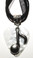 Music Note Charm on White Guitar Pick Necklace - Organza Ribbon Cord