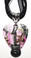 Electric Guitar Charm on Pink Camo Guitar Pick Necklace - Organza Ribbon Cord
