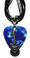 Electric Guitar Charm on Teal Blue Guitar Pick Necklace - Organza Ribbon Cord