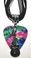 Electric Guitar Charm on Tie Dye Guitar Pick Necklace - Organza Ribbon Cord