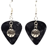 Basketball Charm on Guitar Pick Earrings, Handmade in the USA