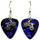 Bicycle Charm on Dark Blue Guitar Pick Earrings Handmade in the USA
