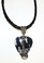 Electric Guitar Charm on a Beatles Guitar Pick, on a black, braided leather necklace