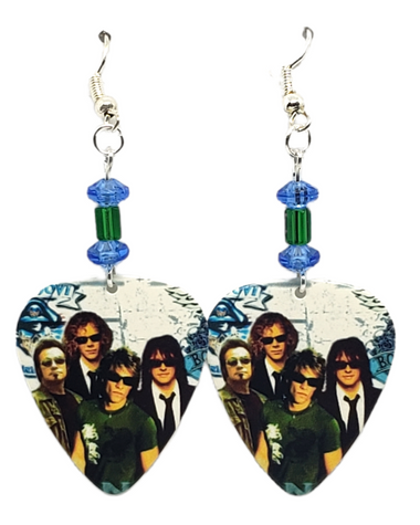 Bon Jovi Guitar Pick Beaded Earrings, Handmade in the USA