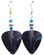 African Elephant Guitar Pick Earrings, Handmade in USA