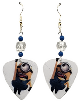 Minions from Despicable Me Movie Guitar Pick Earrings, Handmade in the USA