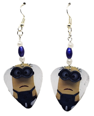 Minions from Despicable Me Movie Guitar Pick Earrings, Handmade in the USA