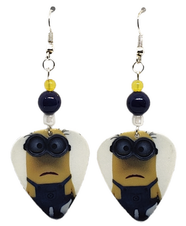 Minions from Despicable Me Movie Guitar Pick Earrings, Handmade in the USA