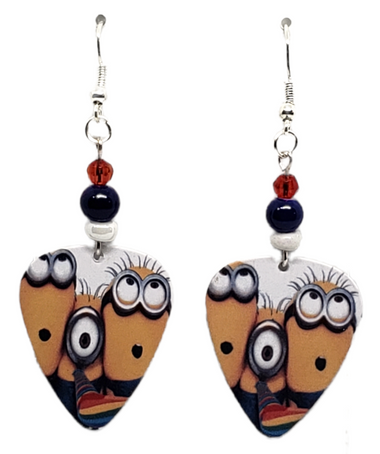 Minions from Despicable Me Movie Guitar Pick Earrings, Handmade in the USA
